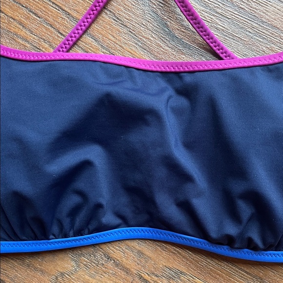 Athleta Navy Bikini Top with Pink and Orange Accents - Picture 3 of 6